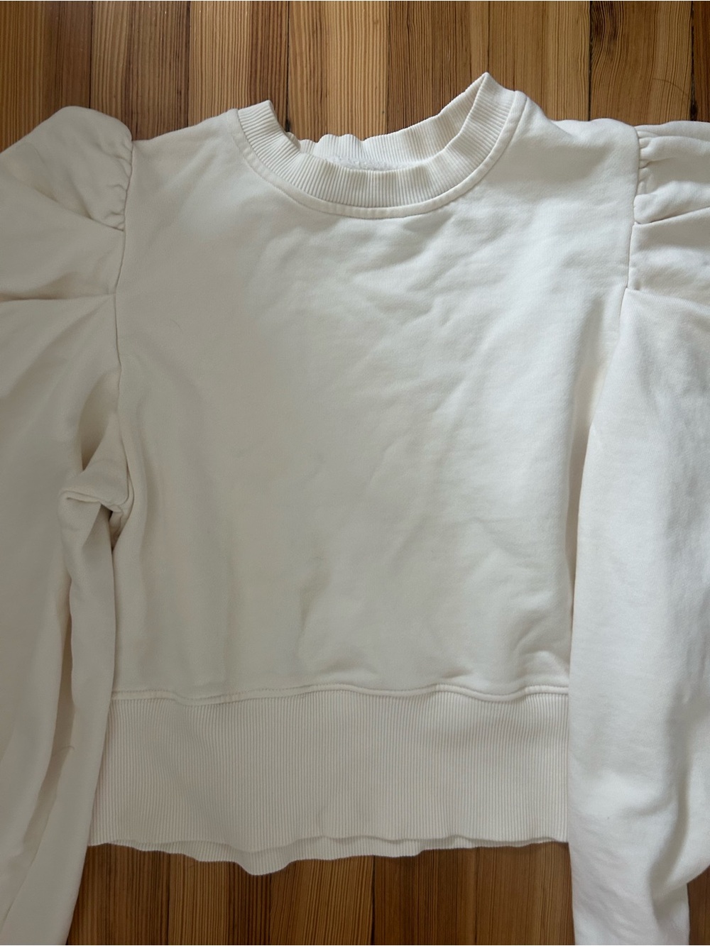 Soldout NYC White Cream Puff Sleeve Sweatshirt Top Small S